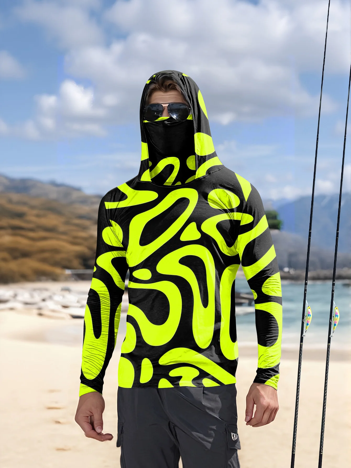Camisa de pesca masculina com  - Fishing Shirt Uv Protection avaliação e preço